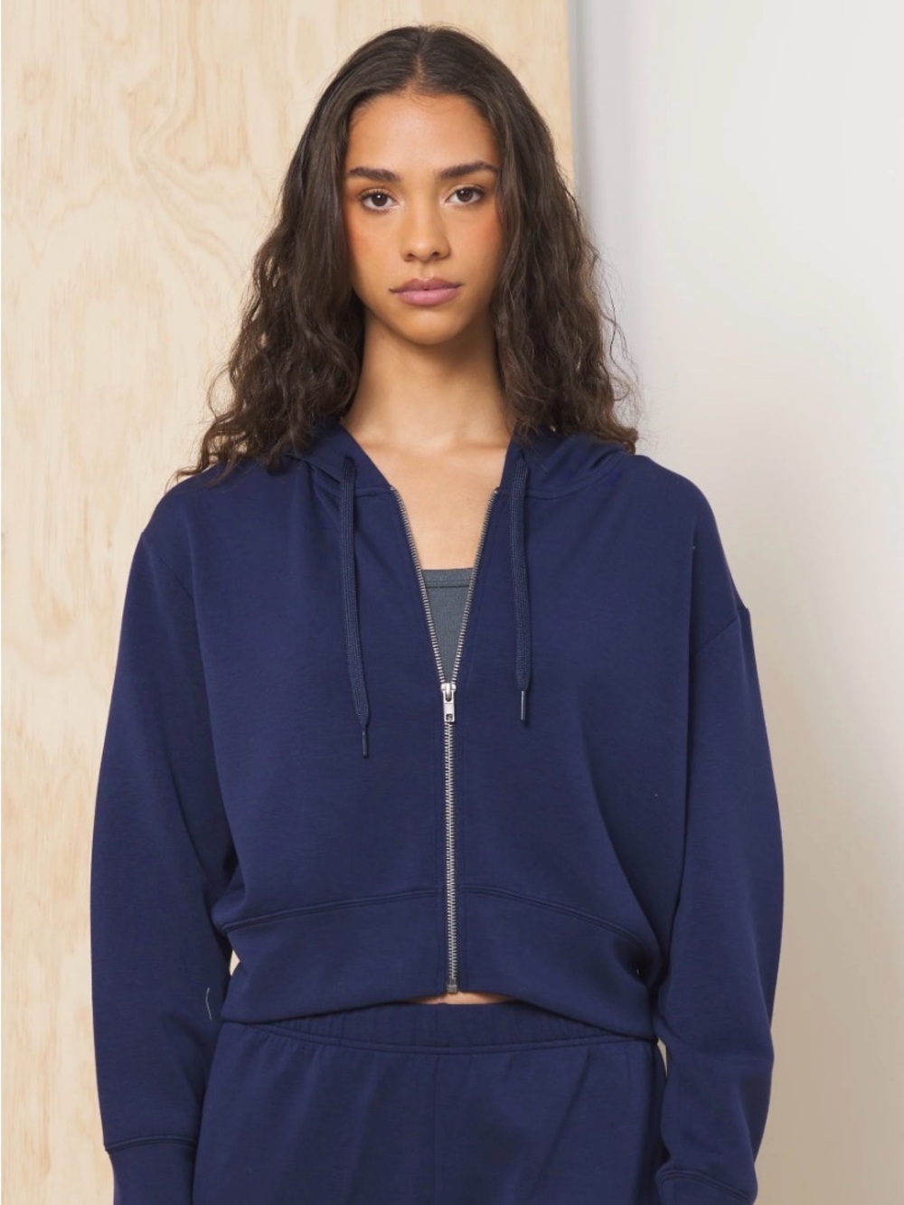 Vintage Havana Navy Zip Front Hoodie